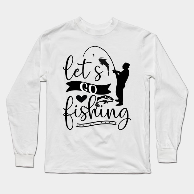 Wishing I Was Fishing - Less Talk More Fishing - Gift For Fishing Lovers, Fisherman - Black And White Simple Font Long Sleeve T-Shirt by Famgift